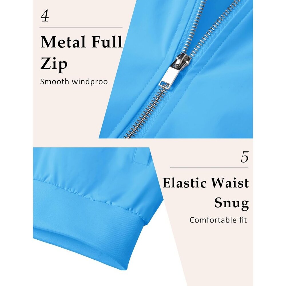 Men's #01 Ice Blue Bomber Jacket Coats Casual Zip Pocket Outwear 5 Pockets - Picture 6 of 6
